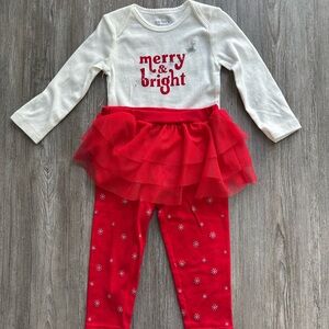 Merry & Bright Red and White Baby Outfit